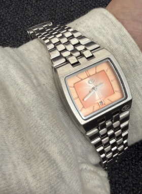 Awasteoftime浪费时间 vintage中古手表橙色小众日历显示石英手表