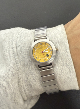 Awasteoftime浪费时间 vintage中古手表黄色美式复古金属石英手表