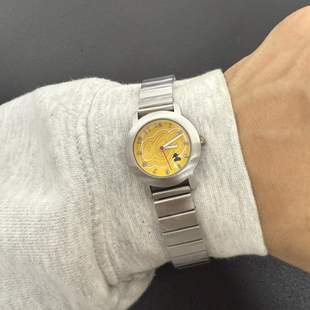 Awasteoftime浪费时间 vintage中古手表黄色美式复古金属石英手表