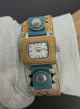 Awateoftime浪费时间 中古手表复古民族针织皮革表带古着石英手表