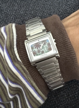 Awasteoftime浪费时间 Vintage中古手表花卉方形表盘复古小众手表