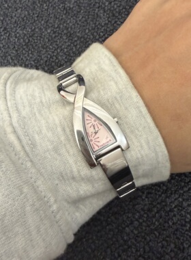 Awasteoftime浪费时间 异型表盘中古手表粉色简约vintage腕表手表