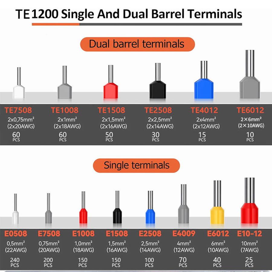 热卖HC810-线6ASEV管型接ZCT线端子压钳TE1200PCS冷压钳套装