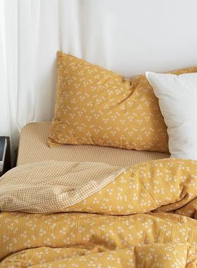 纯9QX睡CA类双层纱布四件套棉450100裸床单被套文艺复上古风床用