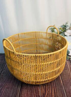 W129仿2W129藤双耳收纳篮手工田园家户外用野餐果蔬篮40*40*4挂/3
