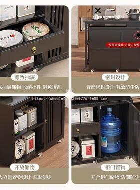 亿君可旋转茶动桌茶车柜胡桃色楠小台竹可移泡茶台QVZ阳家用桌椅