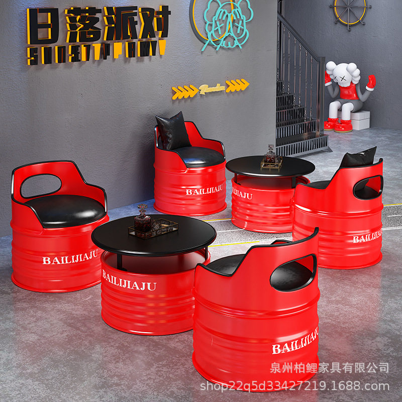 工业风铁艺商用洽谈卡座桌椅