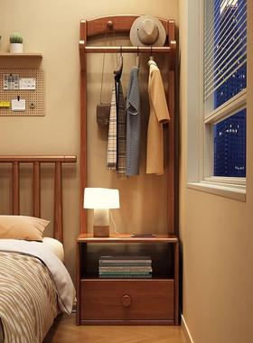 实木用衣架落地架卧室衣帽架床WPR头柜一体简易挂衣家架储物柜置