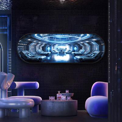 灯太空舱装饰氛画围科幻酒吧TV壁414画客厅电竞房网吧科技感KLED