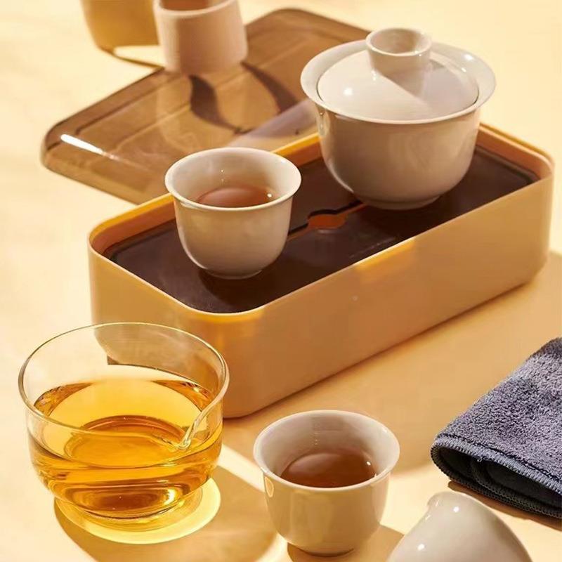 福沏东方陶瓷行具套装户外便捷组功夫泡茶73607碗小茶套商旅务品