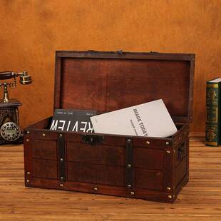 欧式复古锁大木箱手工做旧带小中大老式箱子橱窗摆纳件收拍摄道具