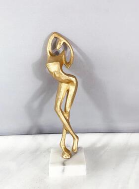新中式样板房关创玄人件物雕塑摆金属跳舞女人神摆2370设家居装饰