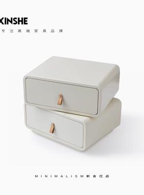 WXYS28式极简奶油床意头柜白色可旋转主卧烤OWE漆高0颜值风现代简