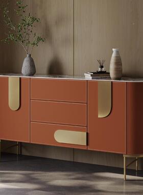 A07大小圆意UYP式轻奢岩板餐柜边鞍皮门厅隔断置马物柜实木