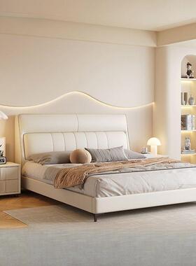 代KKE简约纳帕皮现床双人床小户型床抽屉储物物意式极简主储卧大