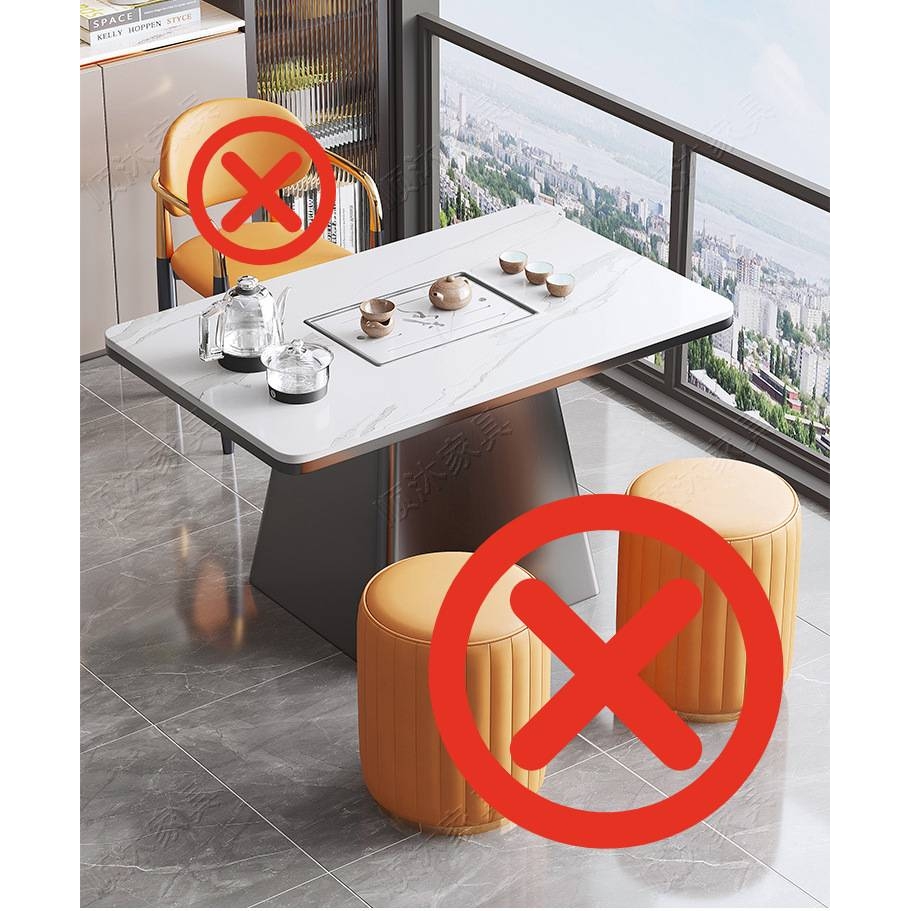 M&轻奢阳台茶桌椅组合小户型茶台2024新款岩板简约现代家用泡茶桌