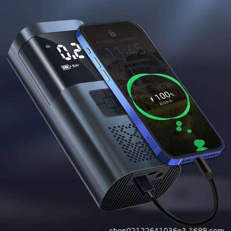 跨境新款车载无线充气便携汽小车轮胎型打气泵电动手持充式CQB-02