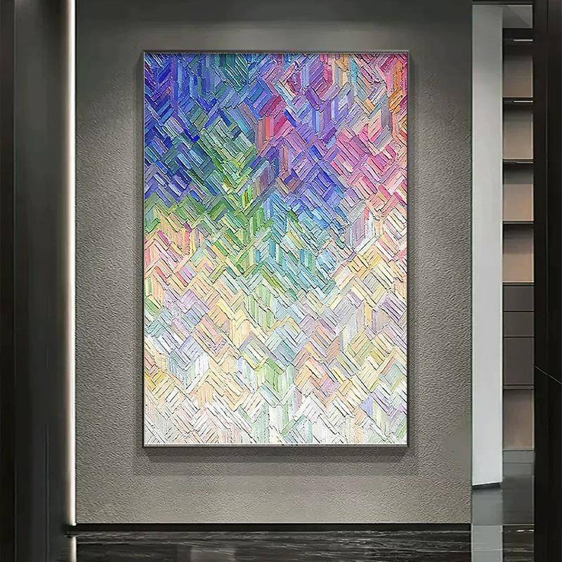 象绿色手绘油画酒店民宿手艺术花卉玄理关抽装饰画工彩绘画轻奢肌图片