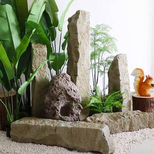 仿真石柱假院长方条装饰摆鱼池户外庭件店铺橱窗民宿造611布景素