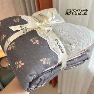 S588清新纱布花边蕾丝款套四F78SJ65H件套纯被床双层棉纱床单笠款