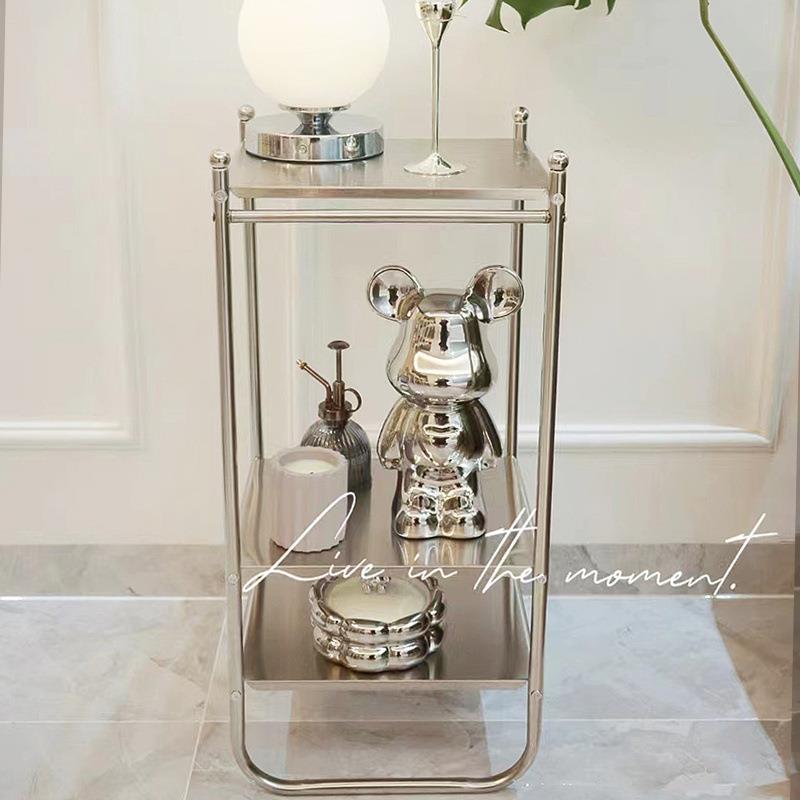 托不锈钢置物架置地式层脸GTY板收纳架盆中古客厅厨房浴室杂多物