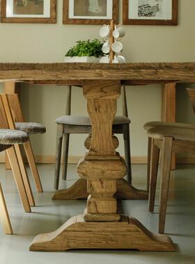 古乡IPM朴年代实全木老榆木桌6人餐桌美式村长方形餐餐桌1米8长桌