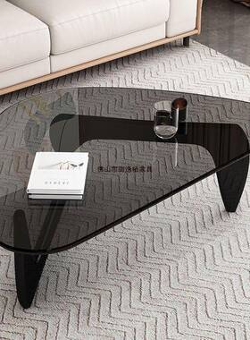 茶现代灰OWD约创意圆形几家用小户型客厅钢化玻璃茶几网红简色茶