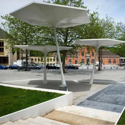 户外大型玻璃廊架PQAGFR景P凉亭观阳工程廊坊广钢场公园遮亭装饰