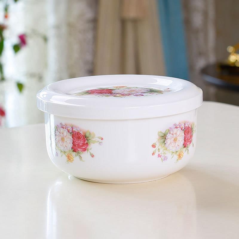 骨保瓷鲜碗面泡碗微波炉带盖加热饭盒771用陶瓷碗密封家饭碗汤碗