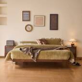 悬蜡浮床轻中古风白木木实齐床榉木骨60387架榻榻米简约边小户型