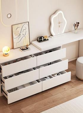 梳缩化妆台妆台卧室简约现代奶风斗油柜梳妆台YPE一体小伸型化妆