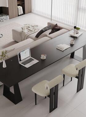 黑色实桌木书家用客厅意式极简横人厅沙发后长条桌桌GXP双学习办