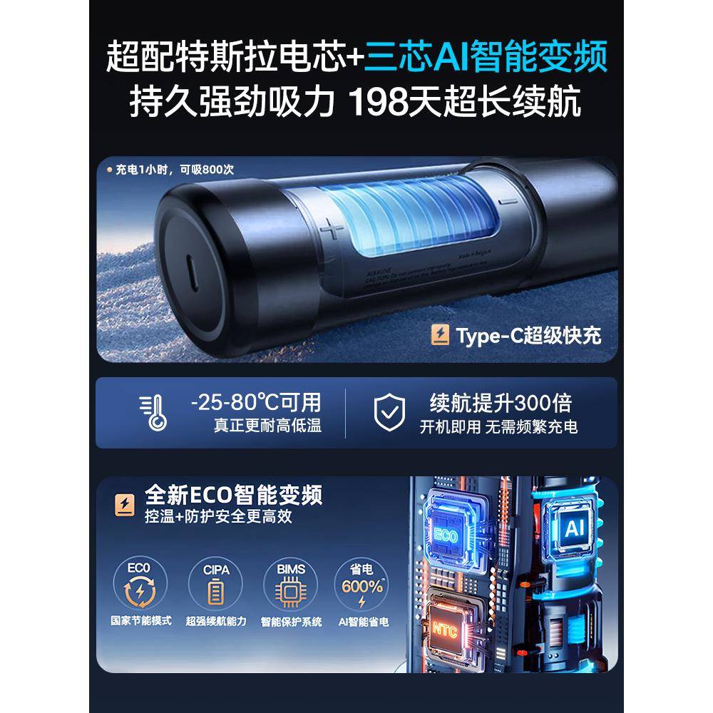 车强载吸尘器车用无线充电率汽家ltao6918用车大吸力功超小型手持