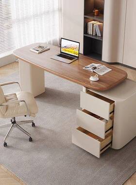 约XVZ奶油简现新代转角书桌书房家用风设计师款奶油风桌书房电品