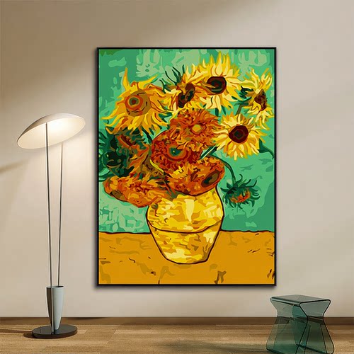 成人解压数字油画diy填充手绘手工填色涂色玄关油彩画梵高鸢尾花
