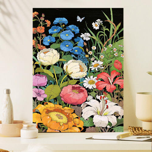 成人解压画数字油画diy填充手绘手工填色涂色玄关油彩画 植物花卉