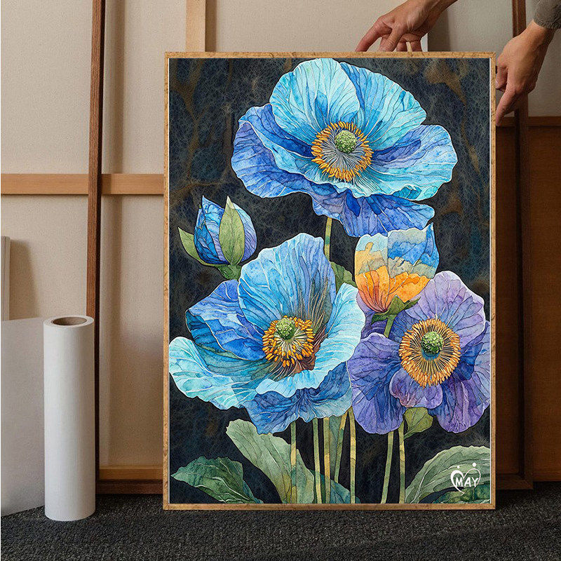 成人解压画数字油画diy填充手绘手工填色涂色玄关油彩画 绿绒蒿