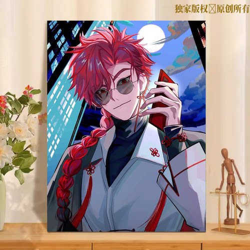 时光代理人卡通动漫数字油画diy实木填色手工手绘油彩画丙烯减压