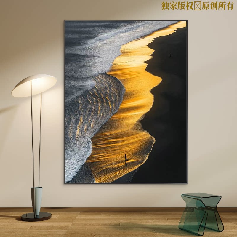 夕阳沙滩数字油画diy填色手工解压手绘油彩画丙烯减压书房画填充