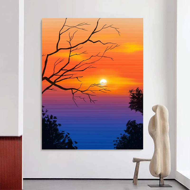 风景夕阳数字油画DIY套装手绘涂色画夕阳风景画成人减压画装饰画