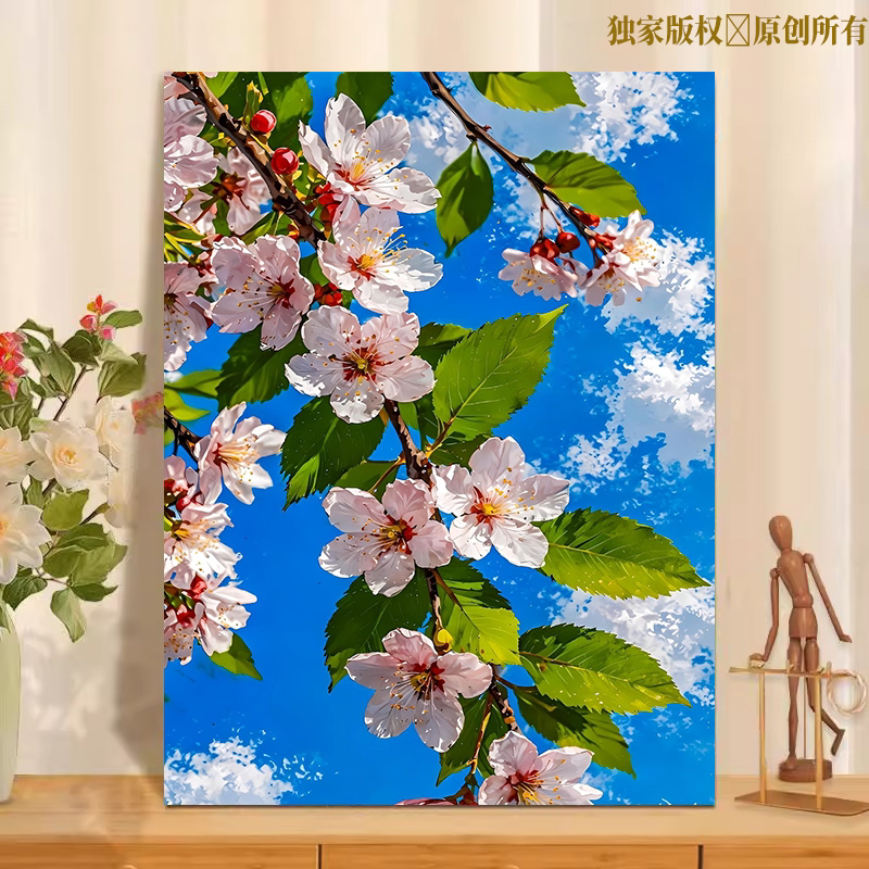 繁花似锦数字油画diy实木填色手工填色手绘油彩画简约花卉图案