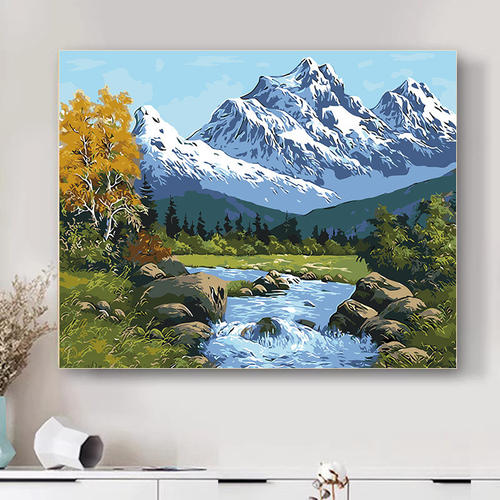 成人解压画数字油画diy填充手绘手工填色涂色玄关油彩画 田园乡村