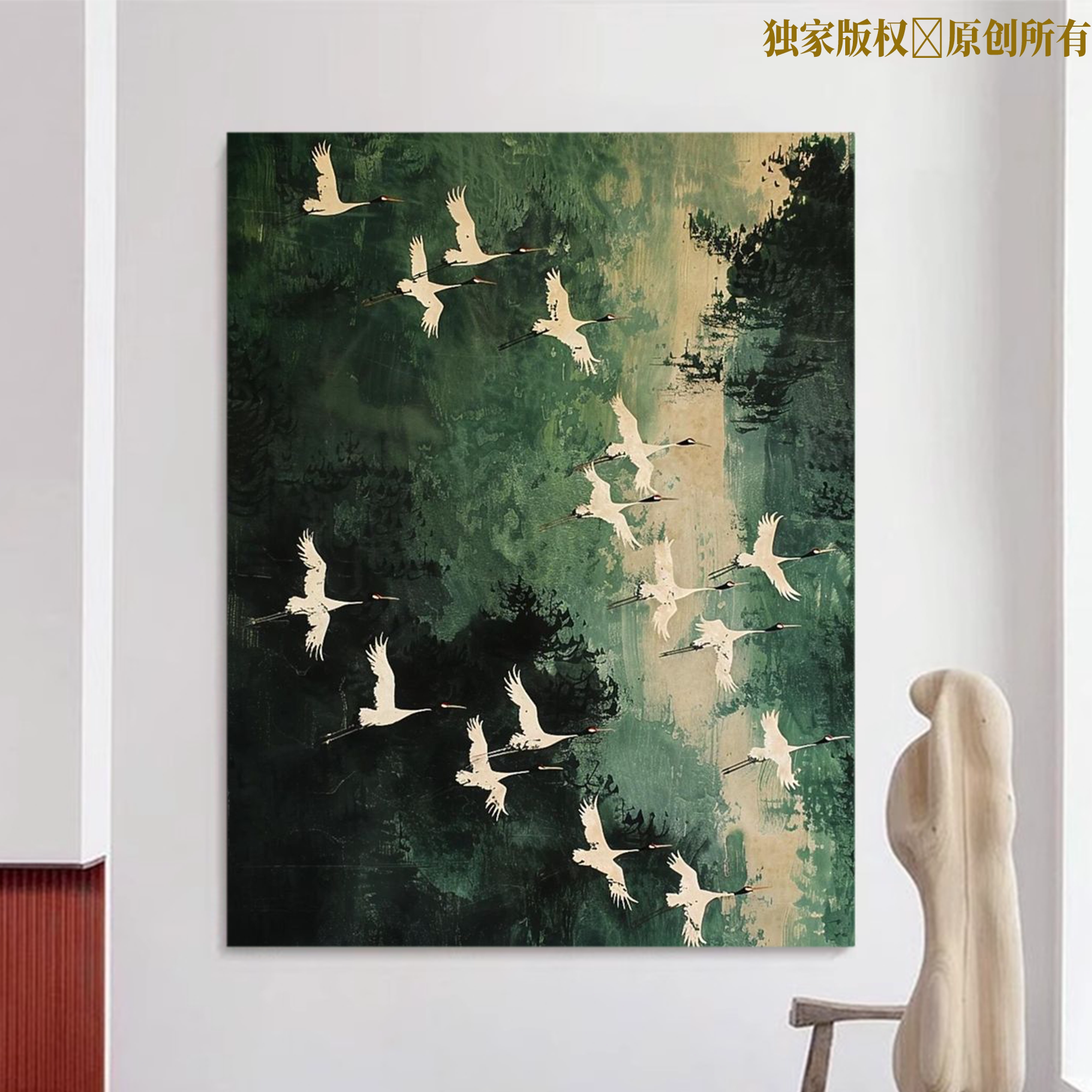 中国风数字油画diy填色手工简单可爱解压涂色写实客厅手绘装饰画