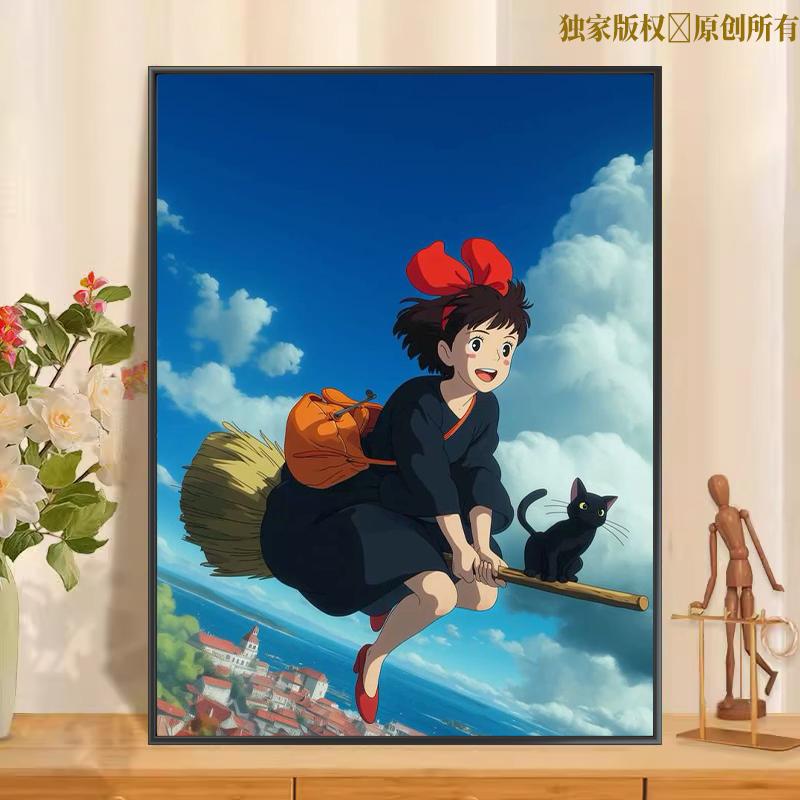 动漫女孩数字油画diy填色手工解压涂色手绘油彩画宫崎骏颜料减压