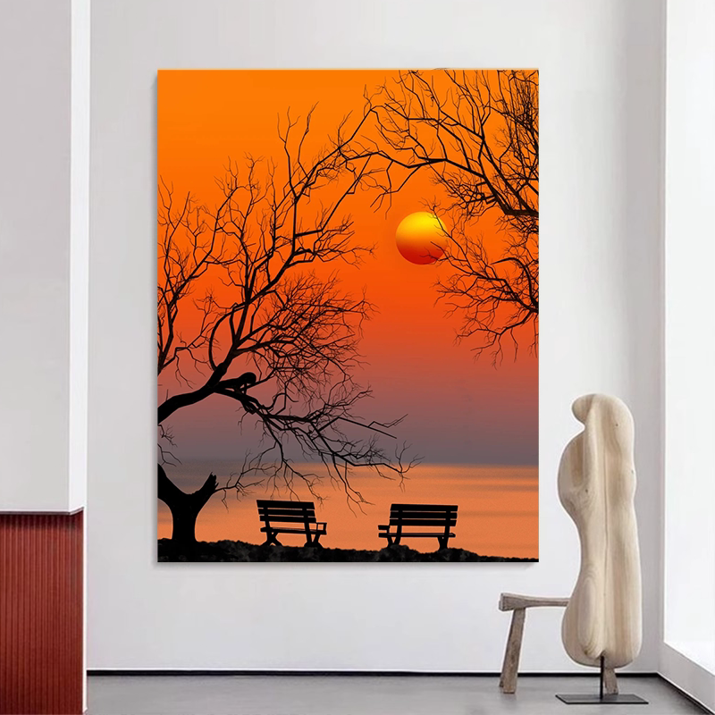 风景夕阳数字油画DIY套装手绘涂色画手工礼物填色儿童减压装饰画