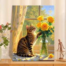 猫咪数字油画diy填色手工填色手绘油彩画丙烯颜料减压书房画填充