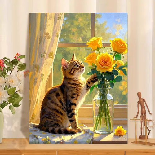 猫咪数字油画diy填色手工填色