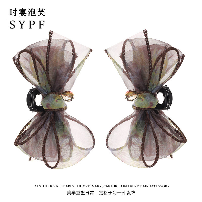 时宴泡芙【蝴蝶结小抓夹】精灵耳高级感7cm日常发夹韩版小号头饰