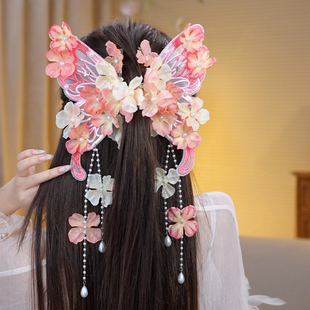 【扑棱蛾子】抓夹梦幻花朵蝴蝶流苏发饰氛围感超惊艳森系头饰女