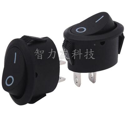 KCD7椭圆形开关黑色无灯2档2脚 电热水壶电源开关 船型开关6A250V